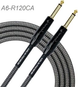 20ft 1/4" TS M/M Premium Plus Instrument Cable, Carbon Gray Woven Jacket