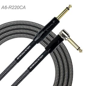 20ft 1/4" TS R/A 90/180 Premium Plus Instrument Cable, Carbon Gray Woven Jacket