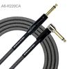 20ft 1/4" TS R/A 90/180 Premium Plus Instrument Cable, Carbon Gray Woven Jacket