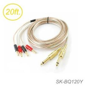 20ft 14 AWG Speaker Wire 4x Banana Plugs to 2x 1/4" Plugs Audio Cables