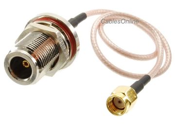 20ft RP-SMA Male to N-Type Bulkhead Female RG316 Cable