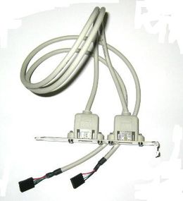 24" Long 2 USB Ports to 2X4 Motherboard Connector w/ Mounting Bracket