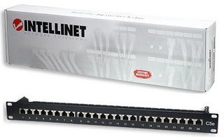 24-Port CAT.5e FTP Shielded Patch Panel, 1U, 90&deg; Top Entry, Intellinet 513487