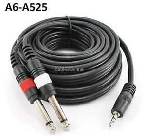 25ft. 3.5 mm Stereo Male / Dual 1/4 in. Mono Male Plug Cable