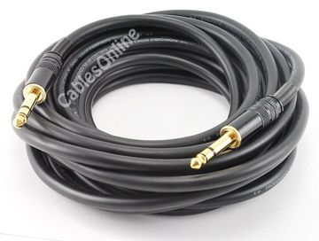 25 ft. Premium 1/4 inch Phono TRS Male to Male Stereo Audio Cable, 16AWG, Gold-Plated
