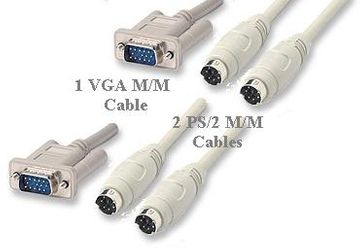 25' Keyboard, Monitor, Mouse PS/2 Type M/M Cable Set