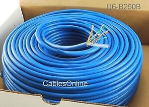 250ft Solid CAT6E CMR 550 Mhz, High-Performance 23 AWG Copper Bulk Cable, Blue