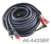 25ft Dual 1/4" TS Mono Right-Angle Male Plug to 2-RCA Plug Male Blue Audio Cable 25ft Dual 1/4" TS Mono Right-Angle Male Plug to 2-RCA Plug Male Blue Audio Cable