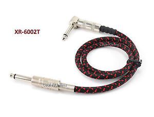 2ft 1/4" Mono Male to Right-Angle Male Woven Guitar/Bass Cable