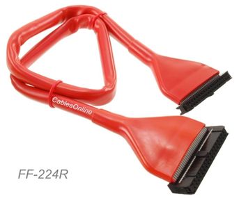 2ft. 34-Pin (2x17) Female to Female 2.54mm-Pitch 34-wire IDC Red Round Cable