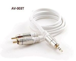 3ft 3.5mm Stereo Plug to 2-RCA Male White Audio Cable
