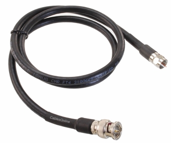 3ft BNC Male to F-Type Male RG6 Quad Shield Coax Cable