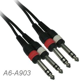 3ft Dual 1/4" TRS Stereo Male to Male Flexible Noise Free Audio Zip-Type Cable