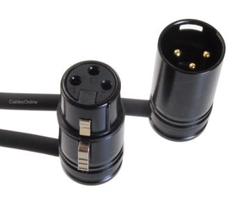 3ft. Low-Profile Right-Angle 3-Pin XLR Male to Female Adjustable-Angle Cable