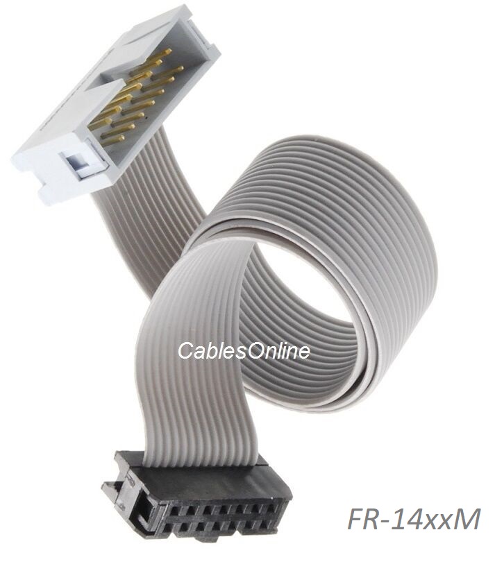 2pcs 14-Pin IDC Male To Female Flat Ribbon Cable - 30cm Length, 2.54mm Pitch