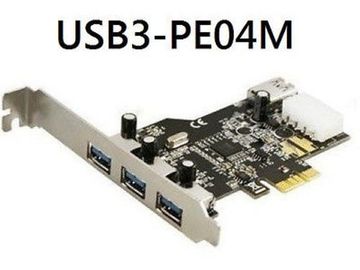 4-Port USB 3.0 PCI Express(x1) (3xExt + 1xInt) with 4-pin Molex Power Connector