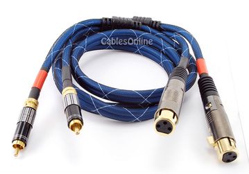 5 ft. Pro-Series 2-XLR Female to 2-RCA Male Audio Cable with Gold Plated Contacts & Nylon Mesh
