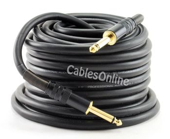 50 ft. Premium 1/4 inch Mono (TS) Male to Male Audio Cable, 16AWG, Gold-Plated