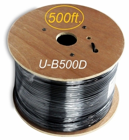 500ft CAT5E 24 AWG Copper Direct Burial Outdoor Gel Filled Bulk Cable, Black