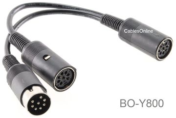 6-inch DIN-8 Female to DIN-8 Male/DIN-8 Female Powerlink Compatible Y-Splitter