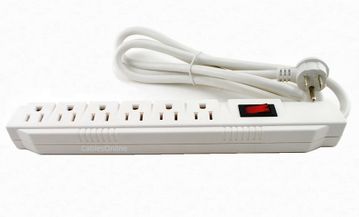 6 Outlet Surge Protector 250 Joules / 15 AMP White Power Strip