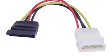 6" Serial ATA Power Cable, 4 Pin 5.25"  to  15 Pin Adapter