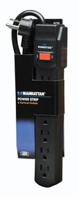 6 Vertical Outlets Power Strip with 2 ft. Cable, Manhattan 161190