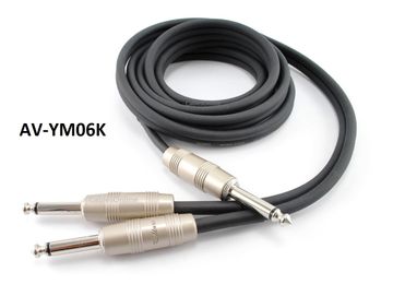 6ft 1/4" TS Mono Male Plug to Dual 1/4" TS Mono Male Noise-Free Y-Cable