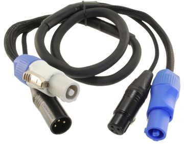 6ft 16AWG Stage Lighting Fixture PowerCon and DMX 3-Pin Combo Link Cable