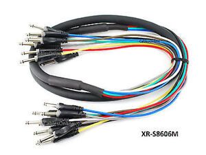 6ft 8-Channel 1/4" TS Male/Male Plug Audio Mixer Snake Cable