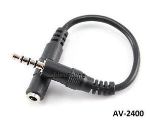 6in 3.5mm (1/8") Stereo TRRS 4-Pole Male to Female Cable