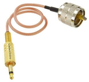 6in UHF Male to 3.5mm (1/8") TS Male RG316 Cable