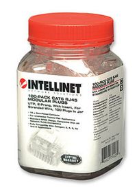 CAT.6 RJ45 Plugs with Inserts, 100-Pack in a Jar,  Intellinet 790239