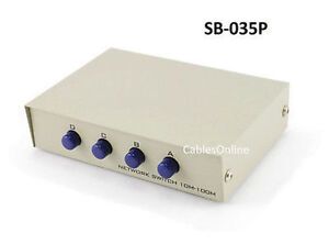 Compact 4-Way RJ45 Ethernet Network Push Button Metal Mini Switch Box