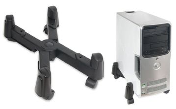CPU Stand with 5 Castors & Adjustable Width, Black, Plastic