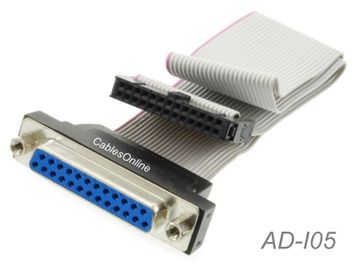 DB25 Female to 26-Pin (2x13) IDC Female Motherboard Header Parallel Adapter