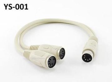 13 inch DIN-5 AT-Style Male to Dual Female Keyboard Y-Splitter Cable