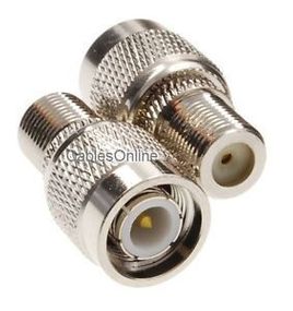 2-Pack F Type Female Jack To N Male Plug RF WiFi Antenna Coax Adapter Connector – Silver