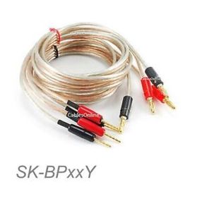 6ft 14AWG Pair-Wire Banana Plug to 2-Pin Banana Plug Speaker Cable Set