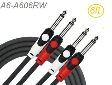 6ft Kirlin Dual-RCA Male to Dual 1/4" TS Male Oxygen-Free-Copper Audio Cable, RW