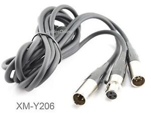 6ft Mini XLR Female Plug to Mini XLR 2-Male Lapel Mic Y-Splitter Audio Cable