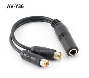 6inch 1/4" Mono Female to 2-RCA Female Y-Splitter Cable