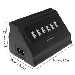 6 Port USB Wall Smart charger for Smartphones, Tablets, and more, 40W/8A, 5V