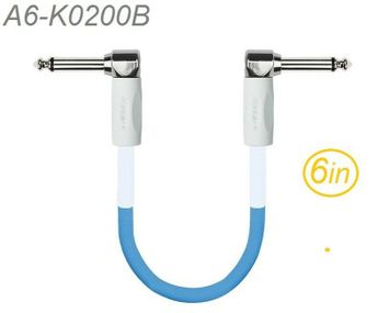 6" Kirlin Right-Angle 1/4" Mono Male/Male Effects Pedal Instrument Cable, Blue