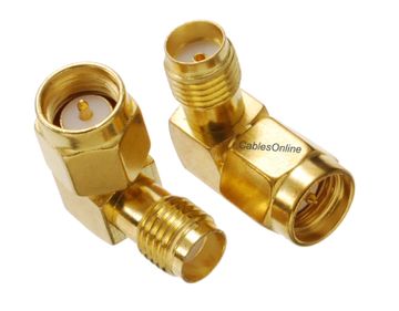 SMA Male to SMA Female 90-degree Right-Angle RF Adapter