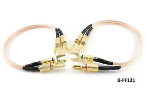 1ft Professional Grade 12AWG Bi-Wire Spade Plug Speaker Jumper Cable Set