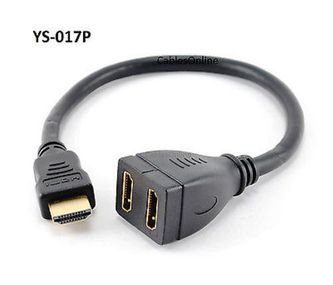 1ft Compact HDMI Male to 2-Female Splitter Adapter Cable
