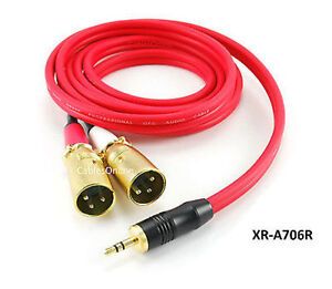 CablesOnline 6ft 3.5mm Stereo Male to Dual XLR Male Ultra Flex Red Audio Cable