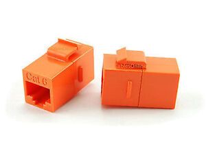 CAT6 Female/Female RJ45 Ethernet Orange Keystone Jack Coupler