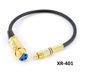 1ft XLR Female Plug to Single RCA Component Male Cable